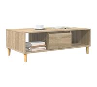 HOMELEN Table basse en chêne Sonoma - 102 x 55 x 35 cm - En bois avec 3 compartiments de rangement et 2 étagères - Table de salon durable avec portes rabattables pour un intérieur moderne et des