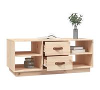 HOMELEN Table basse en pin massif avec tiroirs et étagères, 100 x 50 x 41 cm, pour salon, table d'appoint moderne, avec espace de rangement, tables et tables basses