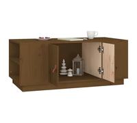 HOMELEN Table basse en pin massif marron miel 100 x 50 x 41 cm avec espace de rangement compartiments étagères pour salon, canapé, aspect rustique, meuble fonctionnel, tables et tables basses