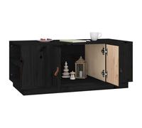 HOMELEN Table basse en pin massif noir 100 x 50 x 41 cm avec espace de rangement compartiments, étagères, table basse moderne pour salon, maison