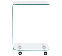 HOMELEN Table basse en verre avec roulettes en verre de sécurité trempé transparent 45 x 40 x 63 cm pour salon, table basse, tables et tables basses