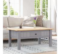 HOMELEN Table basse grise 100 x 60 x 43,5 cm en pin massif Panama pour magazines et télécommande, tables et tables basses