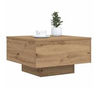 HOMELEN Table basse moderne avec éclairage en bois en chêne artisanal, 55 x 55 x 31 cm, pour salon et soirées confortables, tables et tables basses