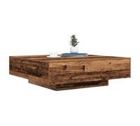 HOMELEN Table basse moderne avec lumières en bois recyclé 100 x 100 x 31 cm Table d'appoint pour une atmosphère chaleureuse soirées cinéma, tables et tables basses