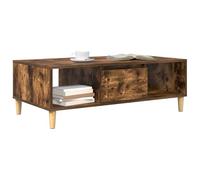HOMELEN Table basse moderne en chêne avec étagères en bois de chêne fumé 102 x 55 x 35 cm Table de salon avec espace de rangement Portes rabattables pour petits espaces Tables et tables basses
