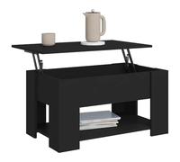 HOMELEN Table basse noire 79 x 49 x 41 cm en bois pour espaces limités, idéale pour travailler, manger et ranger des objets du quotidien, tables et tables basses