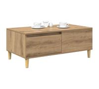HOMELEN Table basse - Rangement moderne - En bois - Chêne artisanal - 90 x 50 x 35 cm - Avec tiroir et étagère - Pour salon, salle de lecture, tables et tables basses