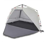 HOMELEN Tente de plage portable pour 3 personnes, imperméable, à dégagement rapide, avec sacs de sable, polyester 190T, revêtement PU, gris, pour plage, camping, pare-soleil pour bac à sable et