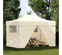 HOMELEN Tente de réception pliante professionnelle avec 4 parois latérales 3 x 4 m Acier Crème 600D Oxford PVC Fenêtre transparente pour événements en plein air