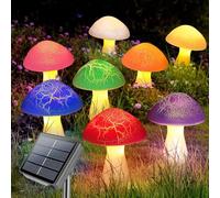 Homeleo Lot de 8 lampes solaires champignon craquelé extérieur - Décoration jardin Halloween