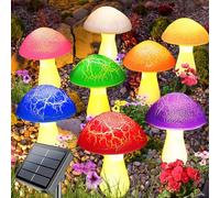 Homeleo Lot de 8 lampes solaires multicolores en forme de champignon pour jardin, terrasse, cour, clôture