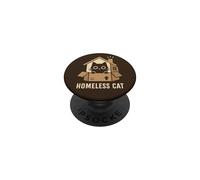 Homeless Cat Funny Cat Lover Black Cat Humour PopSockets PopGrip Adhésif