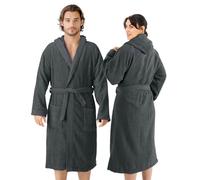 HOMELEVEL Frottee Bademantel 100% Baumwolle Frauen Männer Damen und Herren Anthrazit 3XL
