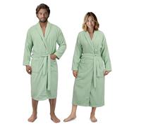 HOMELEVEL Peignoir Homme - Peignoir de Bain 100% Coton Éponge Absorbant du S au 3XL - Peignoir de Bain Femme Eponge avec Ceinture Col Châle et 2 Poches - Sortie de Bain Douche
