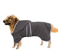 HOMELEVEL Peignoir pour Chien - Serviette de Bain Taille XS-XL en Coton avec Capuche Ceinture Ajustable Ventre - Peignoir baignade Douche Pluie