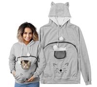 HOMELEVEL Pull Poche Chat - Sweat à Capuche avec Poche pour Petit Animal de Compagnie - Pull Kangourou Chien Chat Ultra Doux et Confortable Taille S à L