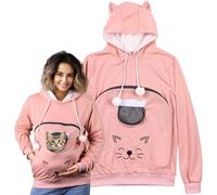HOMELEVEL Pull Poche Chat - Sweat à Capuche avec Poche pour Petit Animal de Compagnie - Pull Kangourou Chien Chat Ultra Doux et Confortable Taille S à L