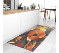 HomeLife Anro Tapis de cuisine en PVC lavable et antidérapant - 52 × 120 cm - En PVC - Pour cuisine, couloir et salle de bain - Pour entrée intérieure et extérieure - Design coquelicot