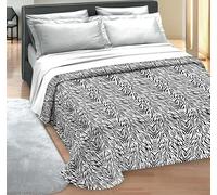 HomeLife Couvre-lit pour lit 1 personne d'été 100 grammes [170 x 260 cm] fabriqué en Italie | Couette pour lit simple printemps/été fantaisie zèbre blanc et noir | Plaid couverture d'été 1 place