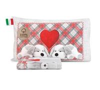 HomeLife Parure de lit simple en coton fabriquée en Italie | Parure de lit simple en coton composé de : drap plat, drap housse simple et taie d'oreiller, motif peluche gris