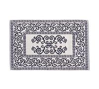 HomeLife Tapis de bain rectangulaire en coton - Tapis de douche en éponge de haute qualité, fabriqué en Italie, lavable en machine, décoration baroque colorée 60X90 bleu foncé