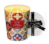 HomeLights Bougies parfumées à 3 mèches - 34oz, mélange de cire de soja, textures naturelles bohèmes, décoration d'intérieur et cadeaux de pendaison de crémaillère, Roses fraîchement coupées