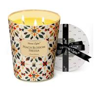 HomeLights Bougies parfumées à 3 mèches - 34oz, mélange de cire de soja, textures naturelles bohèmes, décoration d'intérieur et cadeaux de pendaison de crémaillère, Freesia fleur de pêcher