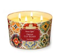HomeLights Bougies parfumées à 4 mèches - Bougie en cire de soja 18 oz, textures naturelles bohèmes, décoration d'intérieur et cadeaux de pendaison de crémaillère, roses fraîchement coupées