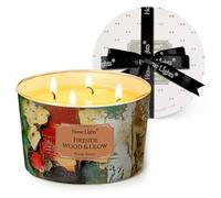 HomeLights Bougies parfumées à 4 mèches - Bougie en cire de soja 18oz, parfum longue durée, décoration industrielle chic et cadeaux de pendaison de crémaillère, Bois et éclat au coin du feu