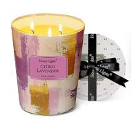 HomeLights Bougies parfumées Agrumes lavande | Bougies de soja 34oz, grands pots à 3 mèches au design minimaliste scandinave | Idées cadeaux pour événements, décoration d'intérieur, anti-stress