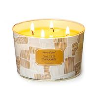 HomeLights Bougies parfumées en cire de soja, 4 mèches, parfum caramel salé, style rustique moderne, idéal pour les fêtes, détente, 18oz