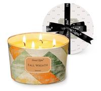 HomeLights Bougies parfumées en cire de soja, 4 mèches, parfum couronne d'automne, style rustique moderne, idéal pour les fêtes, détente, 18oz