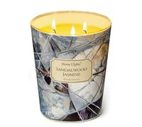 HomeLights Bougies parfumées en cire de soja, bougies à 3 mèches parfumées au Bois de santal et jasmin, bougies d'aromathérapie style industriel chic, pour les fêtes détente 34oz