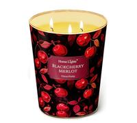 HomeLights Bougies parfumées en cire de soja, bougies à 3 mèches parfumées au Cerise noire et merlot, bougies d'aromathérapie, cadeau idéal pour les fêtes, détente, styles variés et éclectiques, 34oz