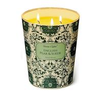 HomeLights Bougies parfumées en cire de soja, bougies à 3 mèches parfumées au Poire anglaise et daim, bougies d'aromathérapie aux textures naturelles bohèmes 34oz