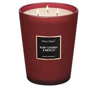 HomeLights Bougies parfumées en pot, bougies de soja naturel, 3 mèches en coton, longue durée de 130 heures, bougie d'aromathérapie, Rubis cerise et merlot