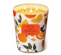 HomeLights Bougies parfumées | Grand pot 34 oz bougie de soja naturelle | 130 heures de longue durée avec 3 Wicks | Bohemian naturel pour la décoration de la maison Sauge aux agrumes