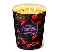HomeLights Bougies parfumées | Grand pot 34 oz bougie de soja naturelle | 130 heures de longue durée avec 3 Wicks | Bohemian naturel pour la décoration de la maison Champagne cassis et miel