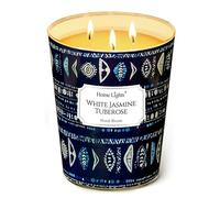 HomeLights Bougies parfumées | Grand pot 34 oz bougie de soja naturelle | 130 heures de longue durée avec 3 Wicks | Bohemian naturel pour la décoration de la maison Jasmin blanc et tubéreuse