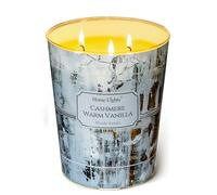 HomeLights Bougies parfumées | Grand pot 34 oz bougie de soja naturelle | 130 heures de longue durée avec 3 Wicks | Bohemian naturel pour la décoration de la maison Cachemire vanille chaude