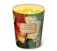 HomeLights Bougies parfumées | Grand pot 34 oz bougie de soja naturelle | 130 heures de longue durée avec 3 Wicks | Bohemian naturel pour la décoration de la maison Bois et éclat au coin du feu