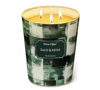 HomeLights Bougies parfumées | Grand pot 34 oz bougie de soja naturelle | 130 heures de longue durée avec 3 Wicks | Bohemian naturel pour la décoration de la maison Sauge et mousse