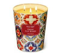 HomeLights Bougies parfumées | Grand pot 34 oz bougie de soja naturelle | 130 heures de longue durée avec 3 Wicks | Bohemian naturel pour la décoration de la maison Roses fraîchement coupées