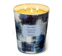 HomeLights Bougies parfumées | Grand pot 34 oz bougie de soja naturelle | 130 heures de longue durée avec 3 Wicks | Bohemian naturel pour la décoration de la maison Brise côtière