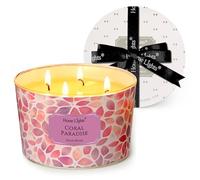 HomeLights Bougies parfumées Paradis corallien | Bougies de soja 18oz, textures naturelles bohèmes, grands pots à 4 mèches | Cadeaux parfaits pour les événements, la décoration intérieure, le stress