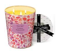 HomeLights Bougies parfumées Paradis corallien | Bougies de soja 34oz, textures naturelles bohèmes, grands pots à 3 mèches | Cadeaux parfaits pour les événements, la décoration intérieure, le stress