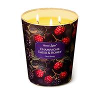 HomeLights Bougies parfumées pour femmes et hommes, Bougie d'aromathérapie 3 mèches en pot de 34oz, Idéale pour une décoration éclectique et des cadeaux, Champagne cassis et miel