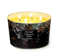 HomeLights Bougies parfumées pour femmes et hommes, Bougie d'aromathérapie 4 mèches en pot de 18oz, Idéale pour une décoration et des cadeaux au style industriel chic, Tabac Noir