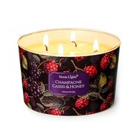HomeLights Bougies parfumées pour femmes et hommes, Bougie d'aromathérapie 4 mèches en pot de 18oz, Idéale pour une décoration et des cadeaux au style éclectique, Champagne cassis et miel