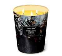 HomeLights Bougies parfumées pour femmes et hommes, Bougie d'aromathérapie à 3 mèches en pot de 34oz, Idéale pour une décoration industrielle chic et des cadeaux, Tabac Noir